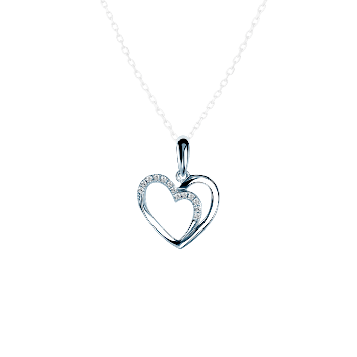 Prívesok srdce SAVICKI: biele zlato, diamanty