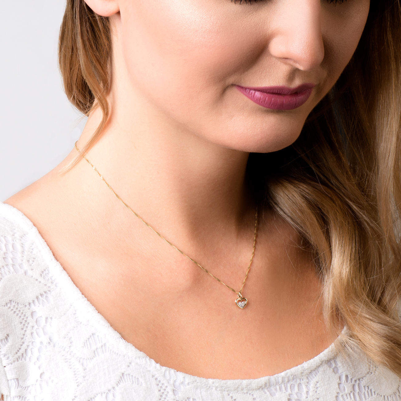 Zawieszka serce Savicki: dwukolorowe złoto, diamenty - 5