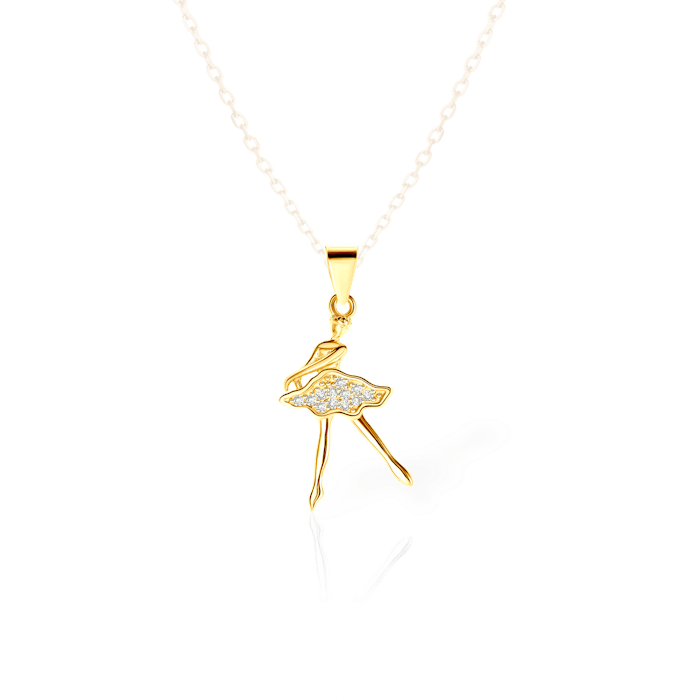 Zawieszka baletnica Savicki: srebrna pozłacana, cyrkonie