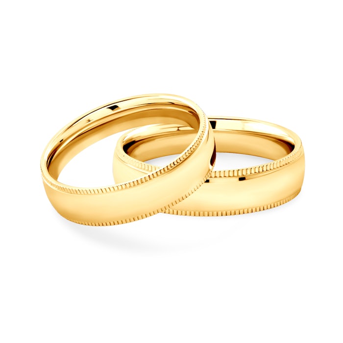 Obrączki ślubne: złote, półokrągłe, 5 mm