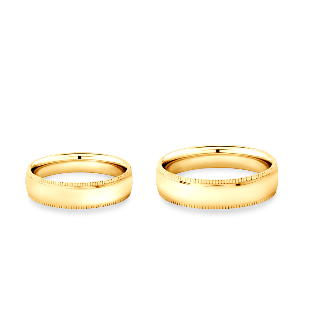 Obrączki ślubne: złote, półokrągłe, 5 mm