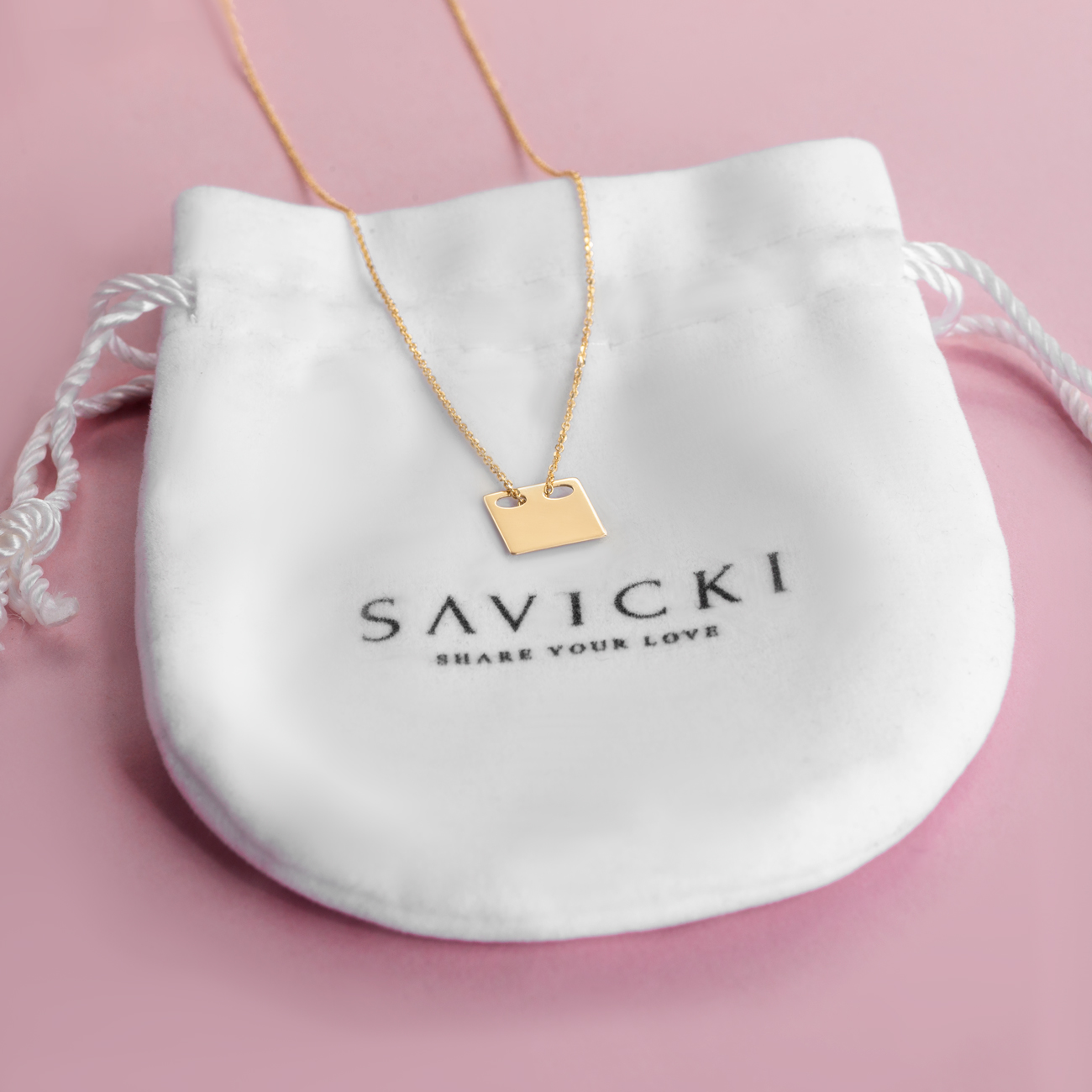 Naszyjnik kwadrat z żółtego złota - 3