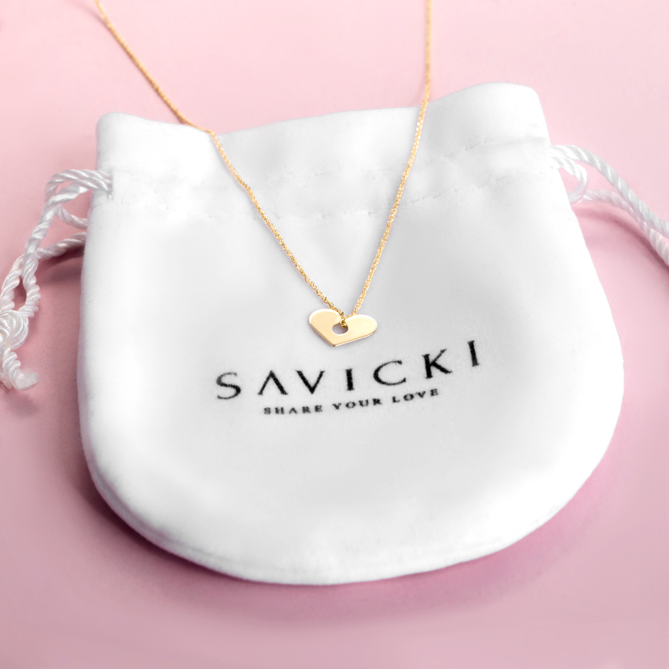 Naszyjnik serce z żółtego złota