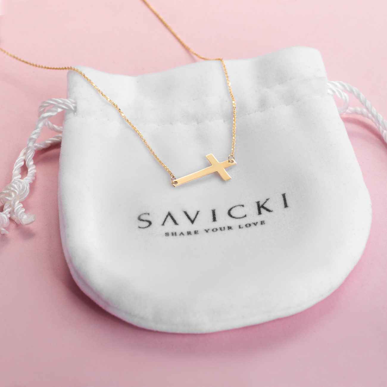 Halskette Kreuz Savicki: Gold - 3