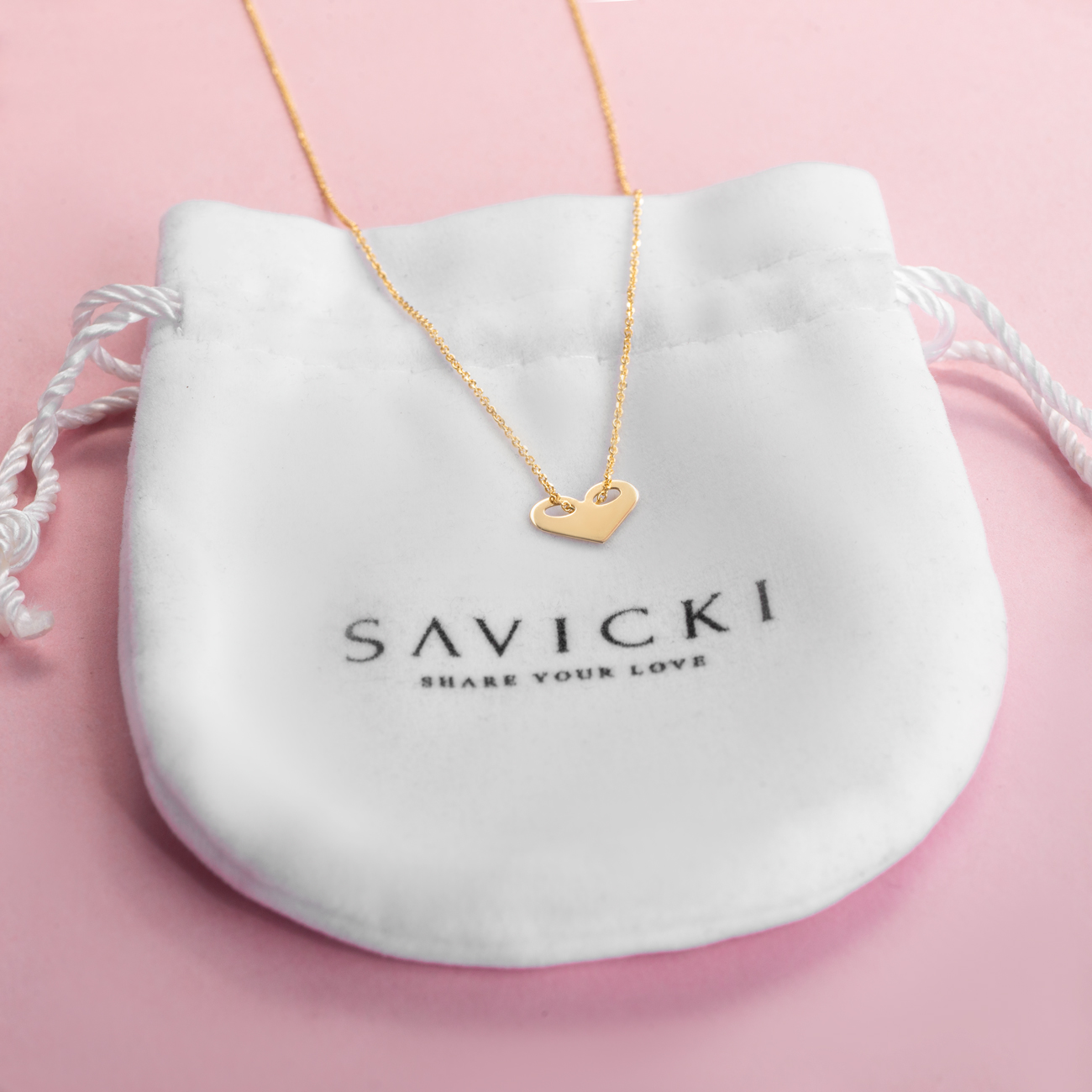 Naszyjnik serce z żółtego złota - 3