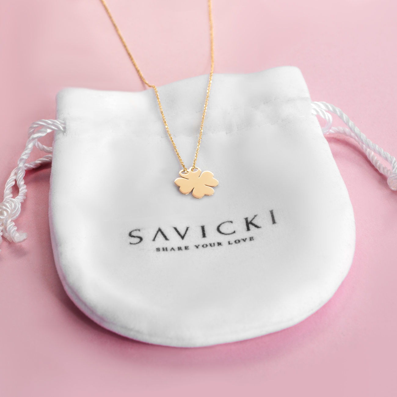 Naszyjnik koniczyna Savicki: złoty - 3