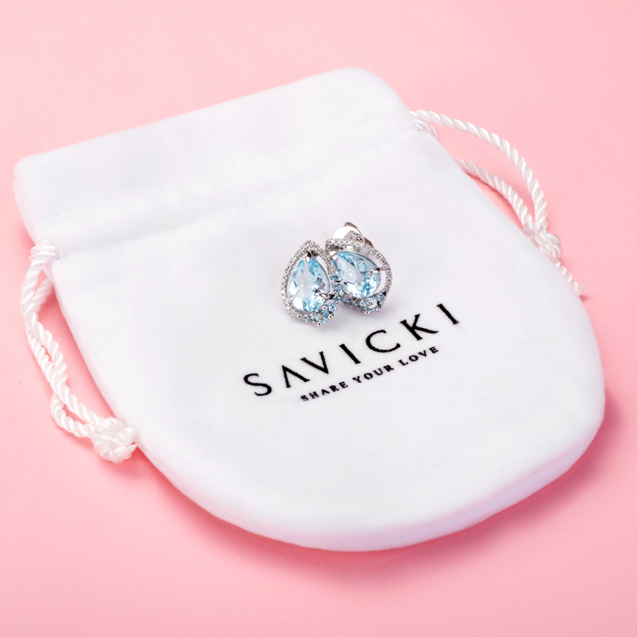 Kolczyki łezki Rainbow: białe złoto, topazy, diamenty