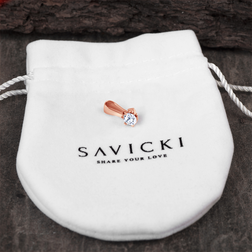 Zawieszka The Journey: różowe złoto, biały szafir  - 4