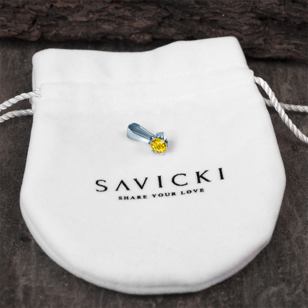 Zawieszka The Journey: białe złoto, żółty szafir  - 4