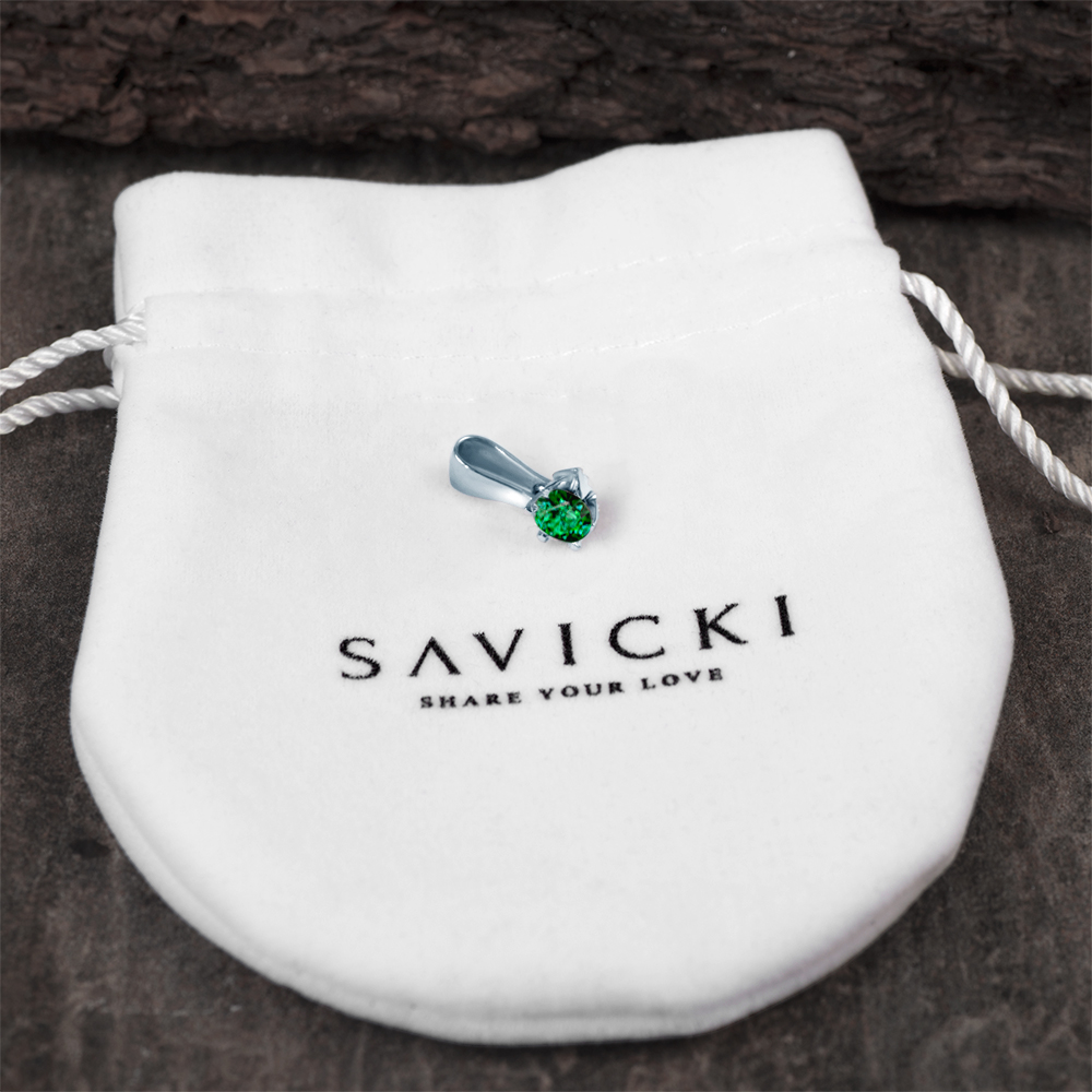 Zawieszka The Journey: białe złoto, szmaragd  - 4