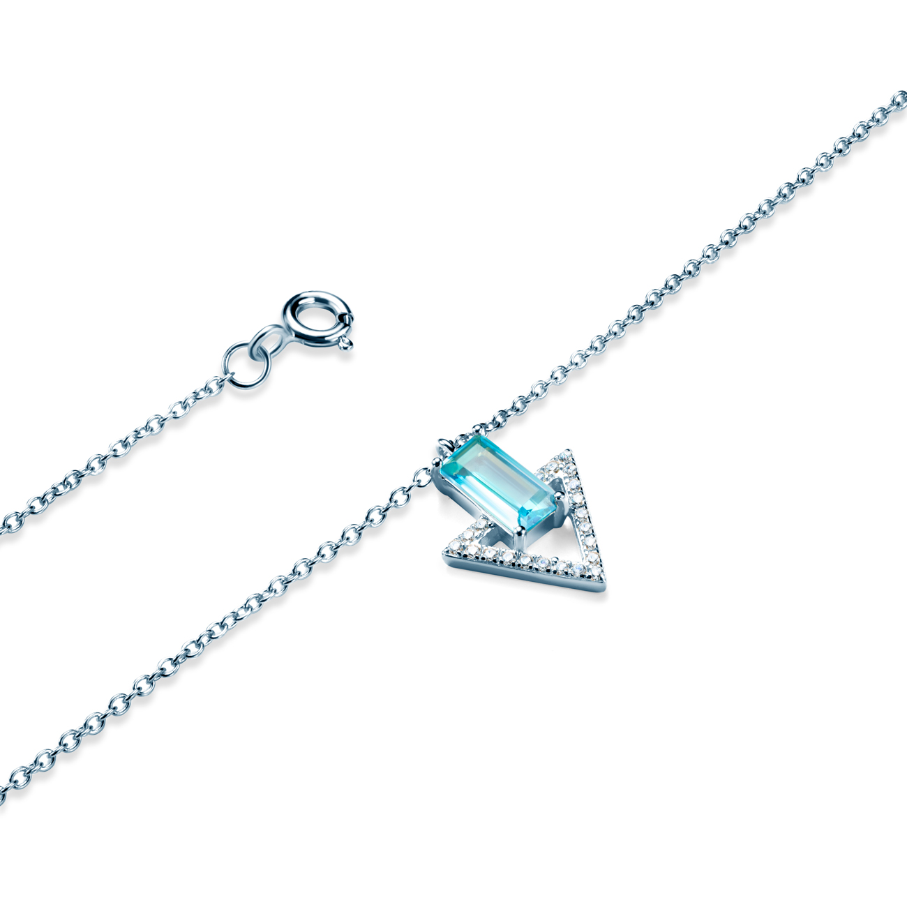 Naszyjnik celebrytka Savicki: srebrny, topaz, cyrkonie - 3