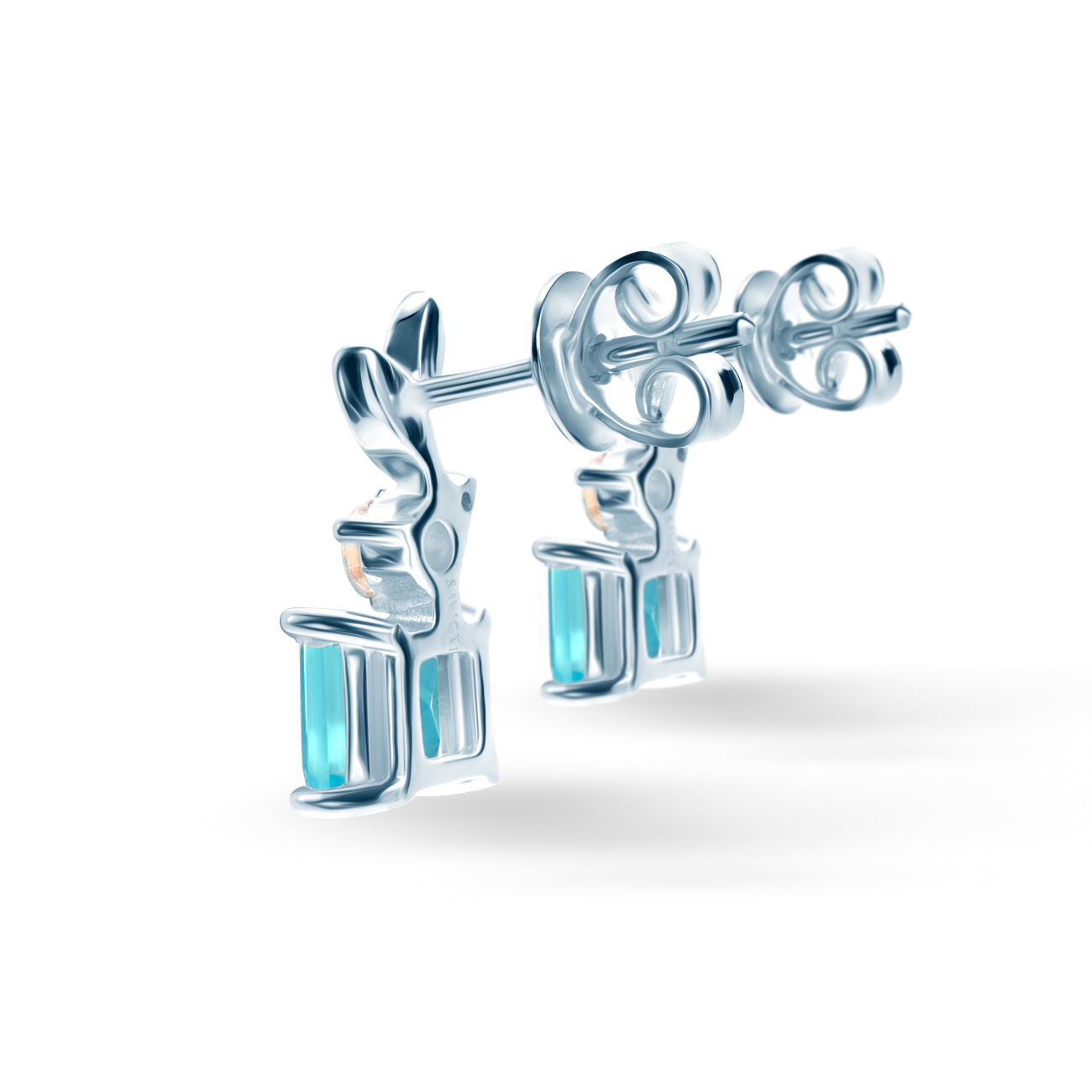 Kolczyki listki Savicki: srebrne, topazy, cyrkonie