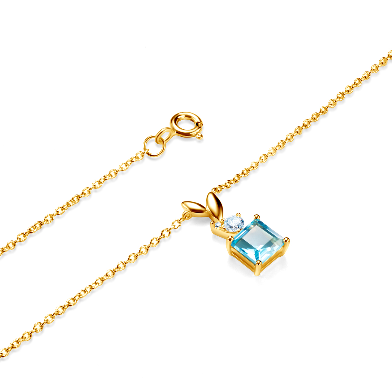 Naszyjnik celebrytka Savicki: srebrny pozłacany, topaz, cyrkonie - 3