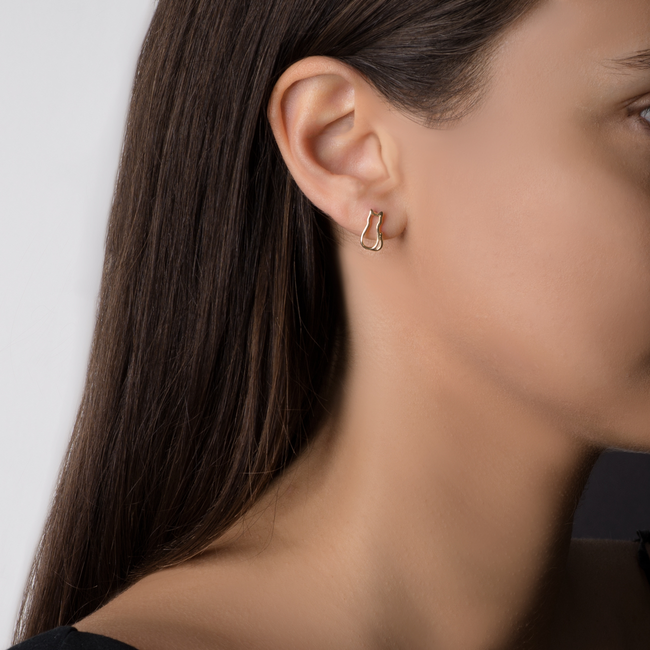 Kolczyki kot Animals: srebrne pozłacane - 5