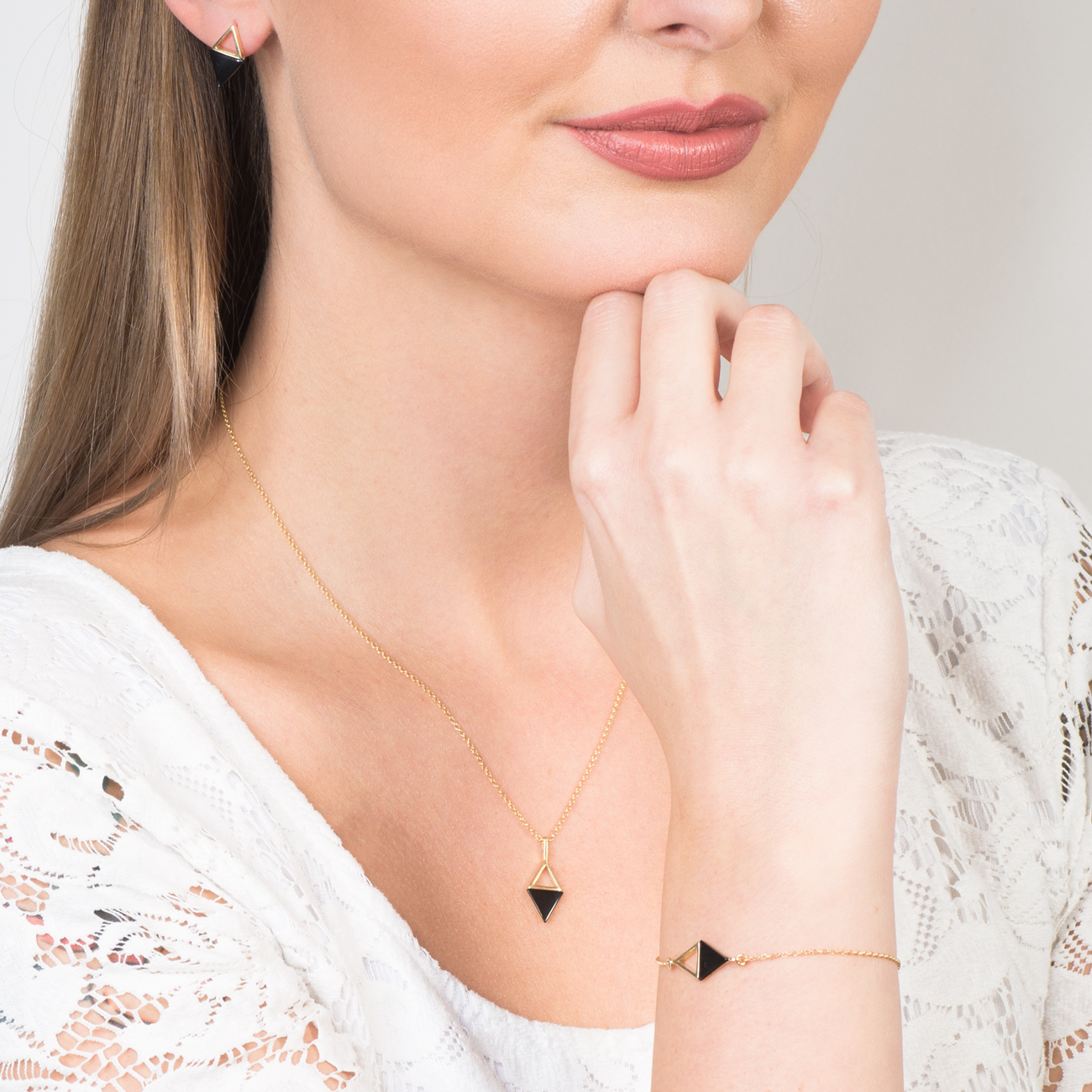 Bransoletka Savicki: srebrna pozłacana, onyks - 6