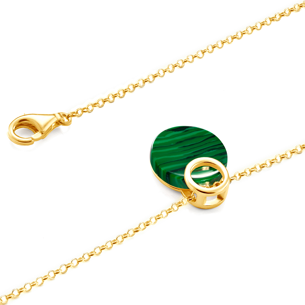 Naszyjnik Savicki: srebrny pozłacany, malachit - 3