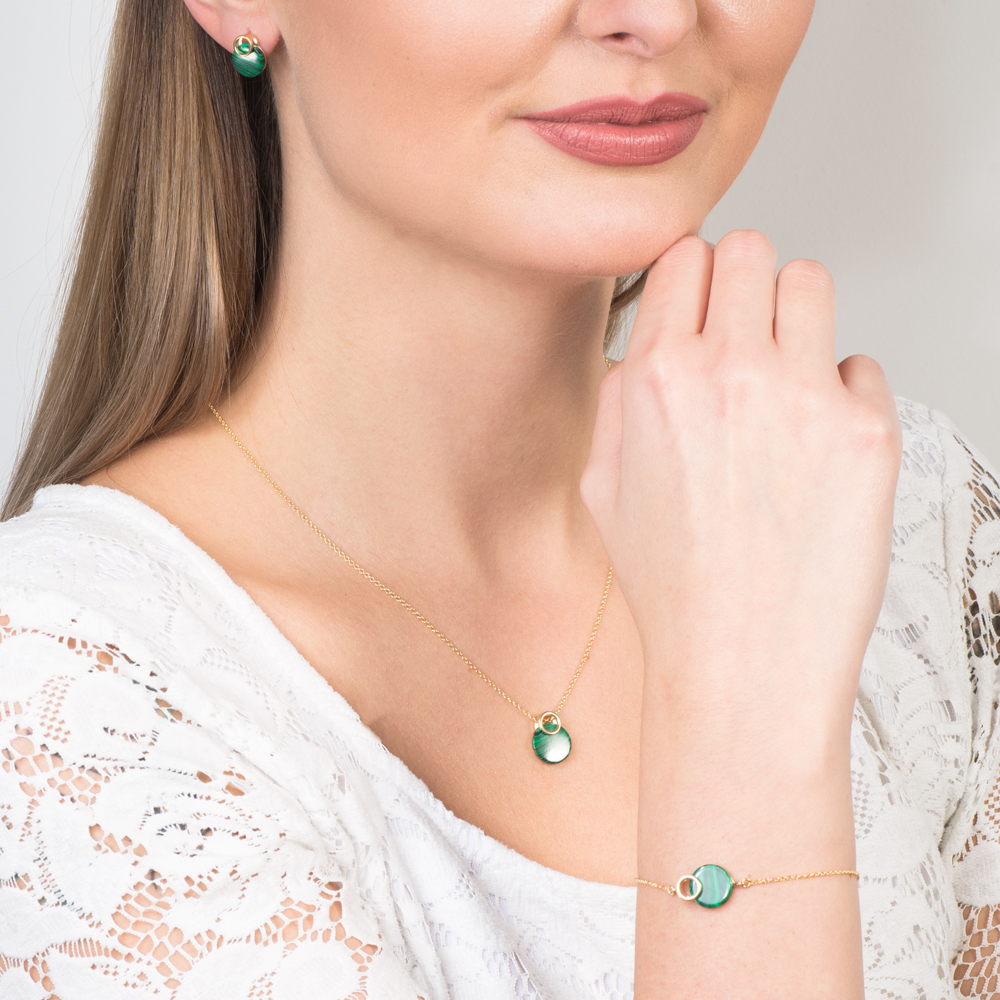 Naszyjnik Savicki: srebrny pozłacany, malachit - 6