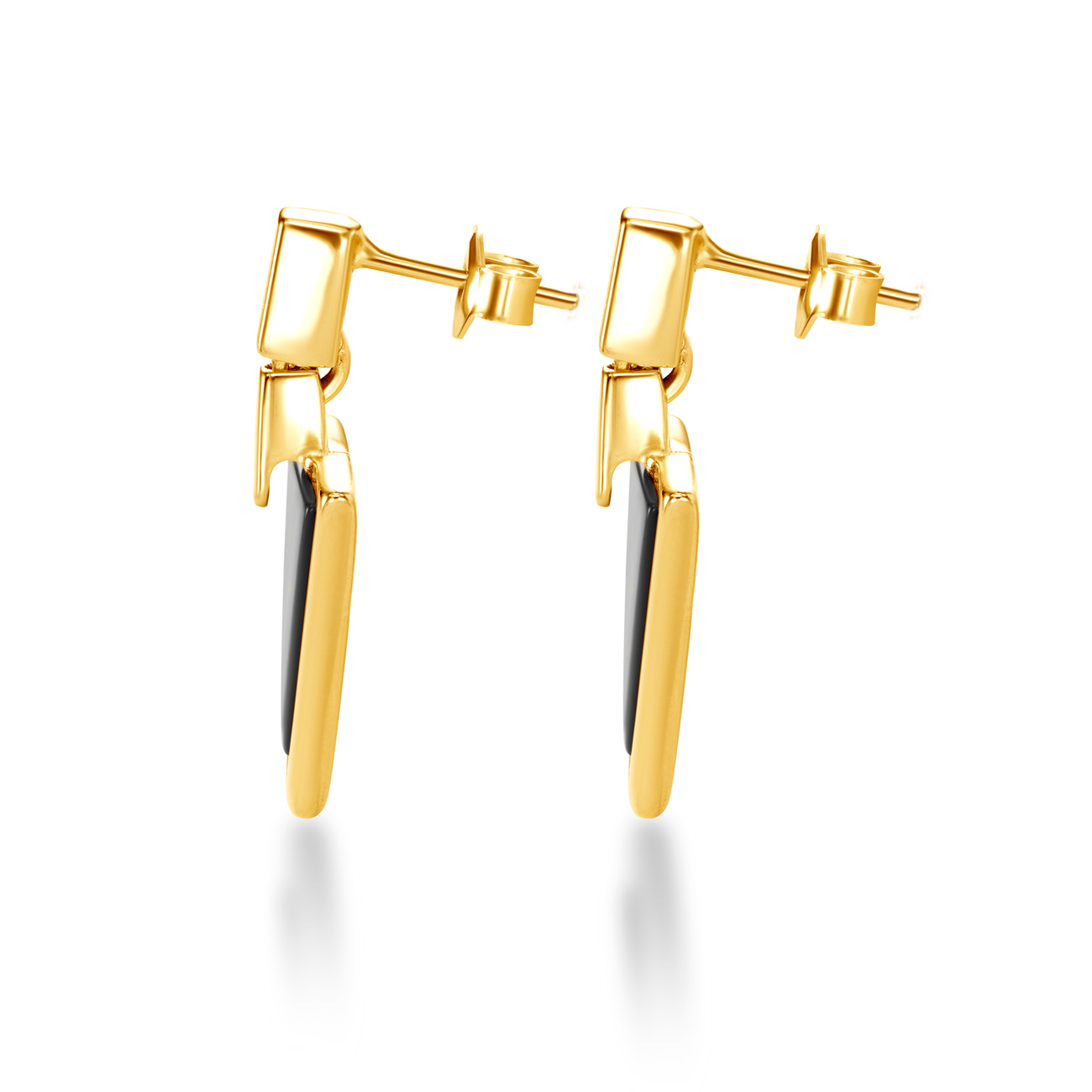 Kolczyki Savicki: srebrne pozłacane, onyksy - 3