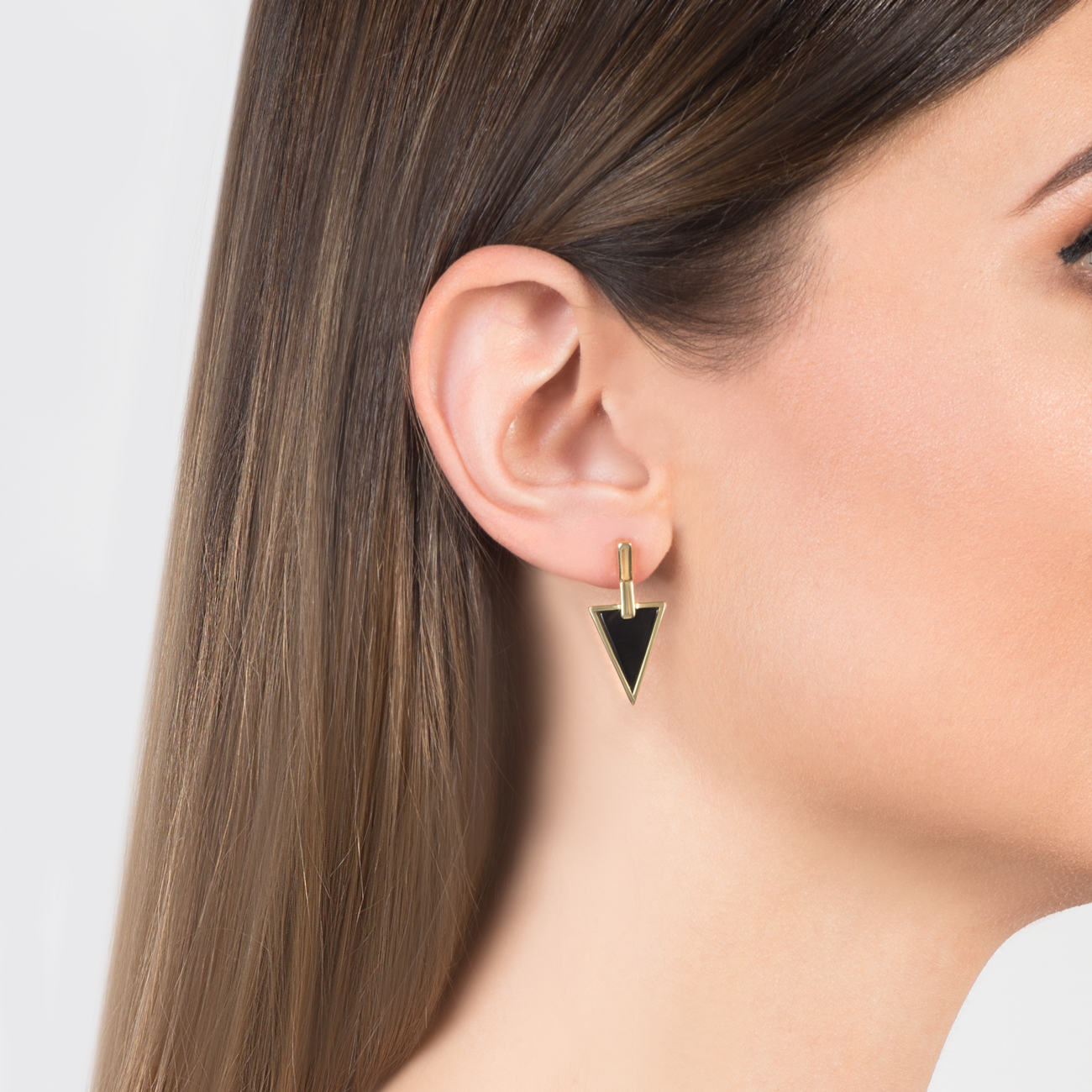 Kolczyki Savicki: srebrne pozłacane, onyksy - 5