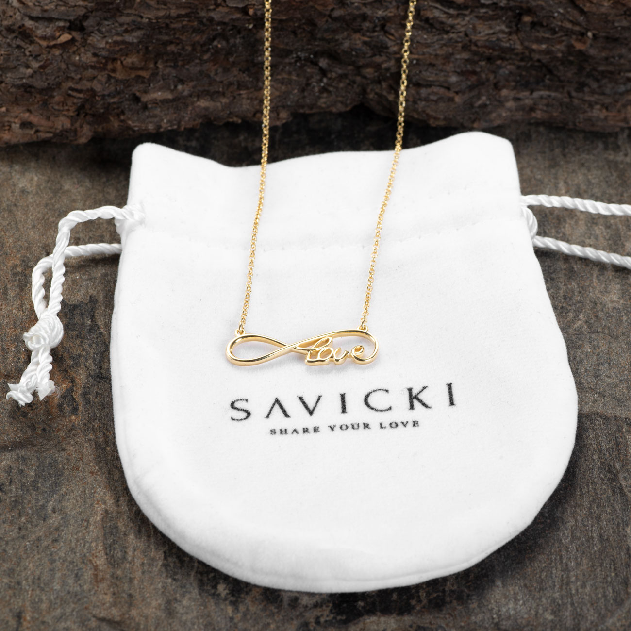 Halskette Kette mit Anhänger Unendlichkeit Infinity Savicki: Silber Vergoldet