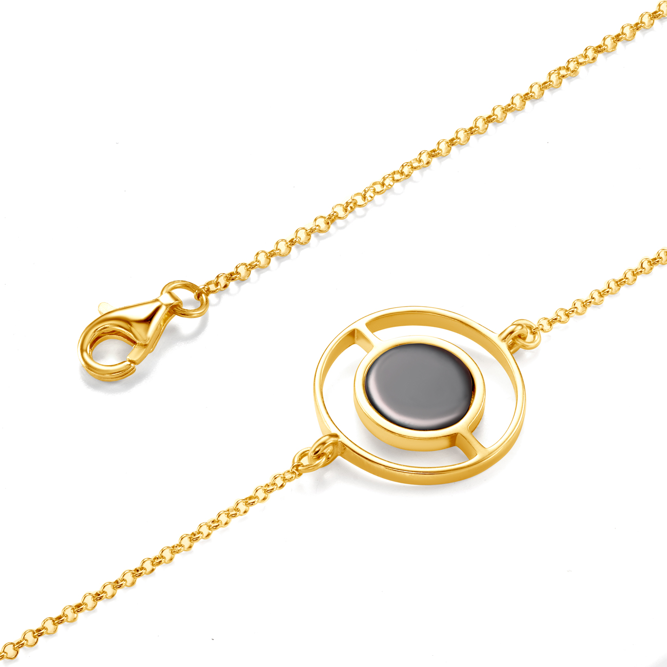 Bransoletka koło Savicki: srebrna pozłacana, onyks