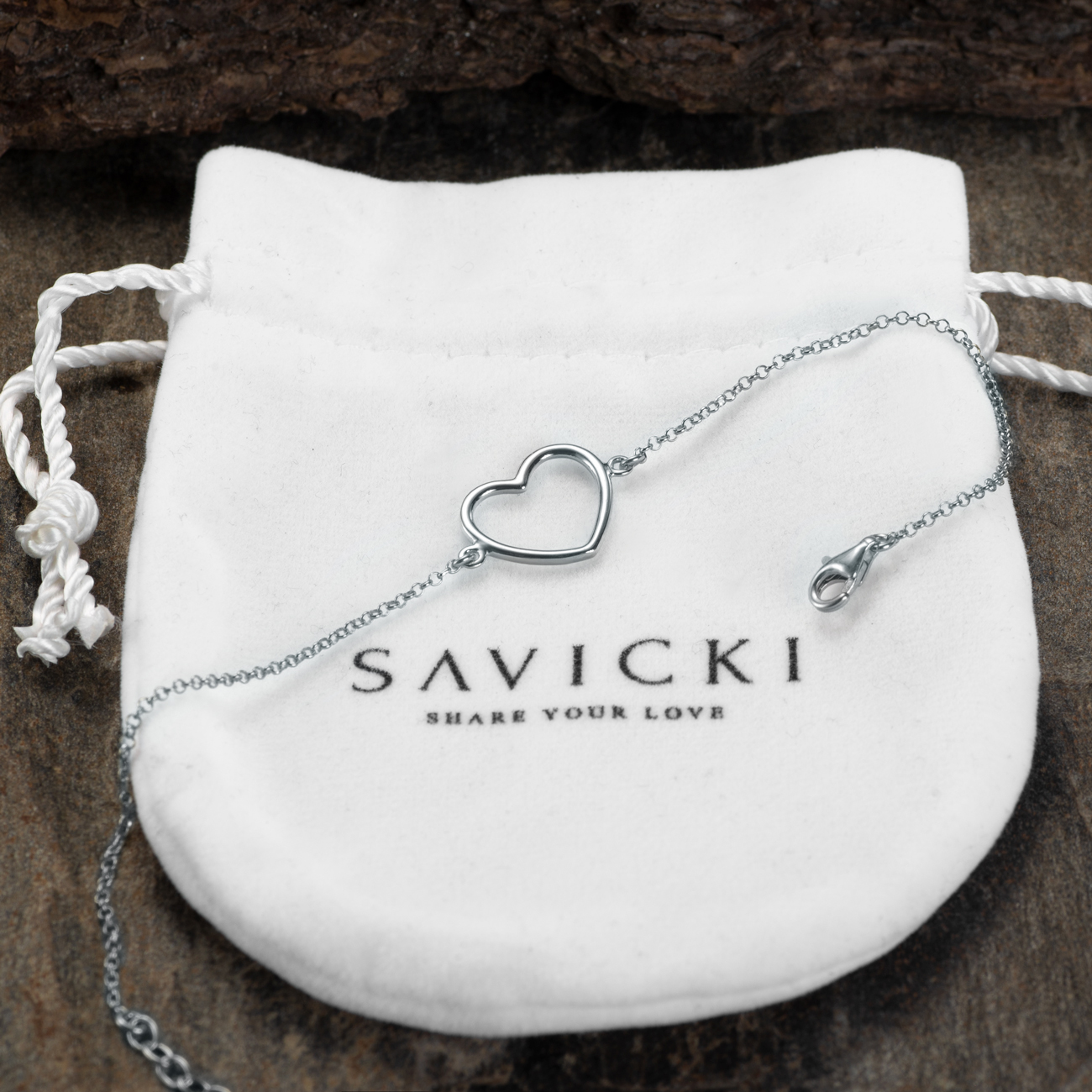 Armband Kette mit Anhänger  Herz Savicki: Silber - 4