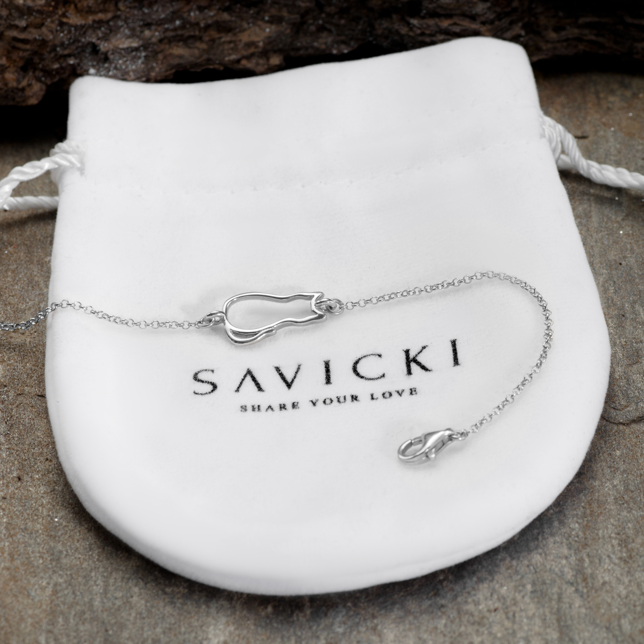 Bransoletka celebrytka kot Animals: srebrna