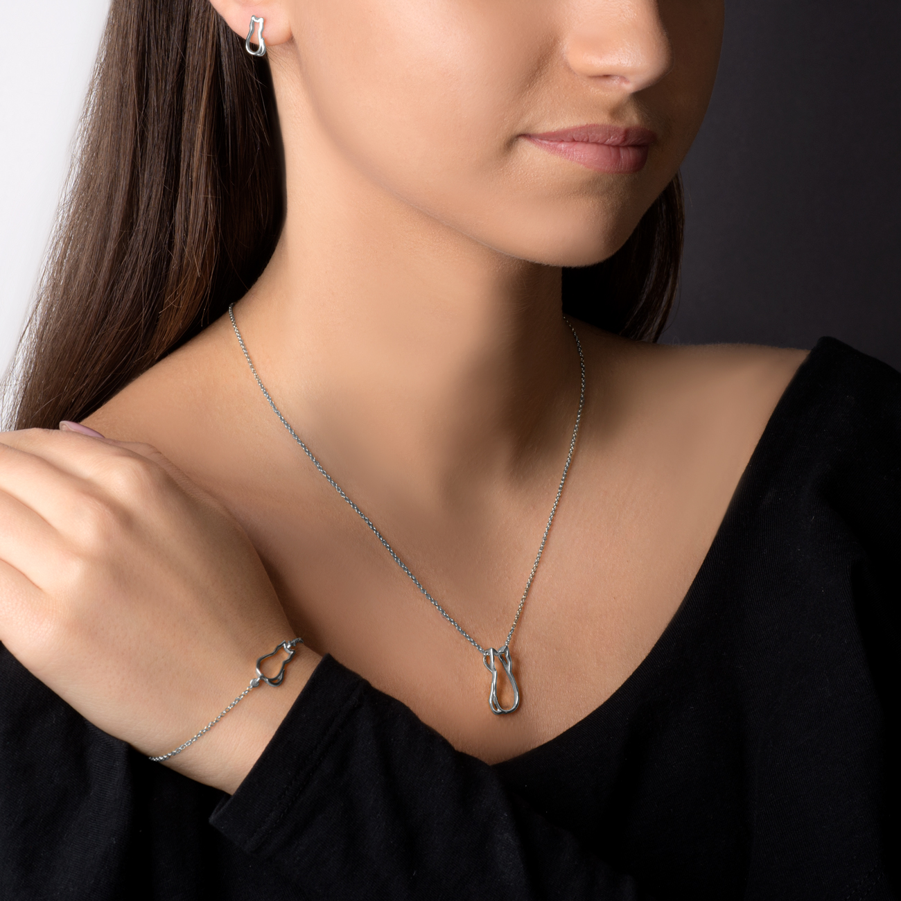 Bransoletka celebrytka kot Animals: srebrna