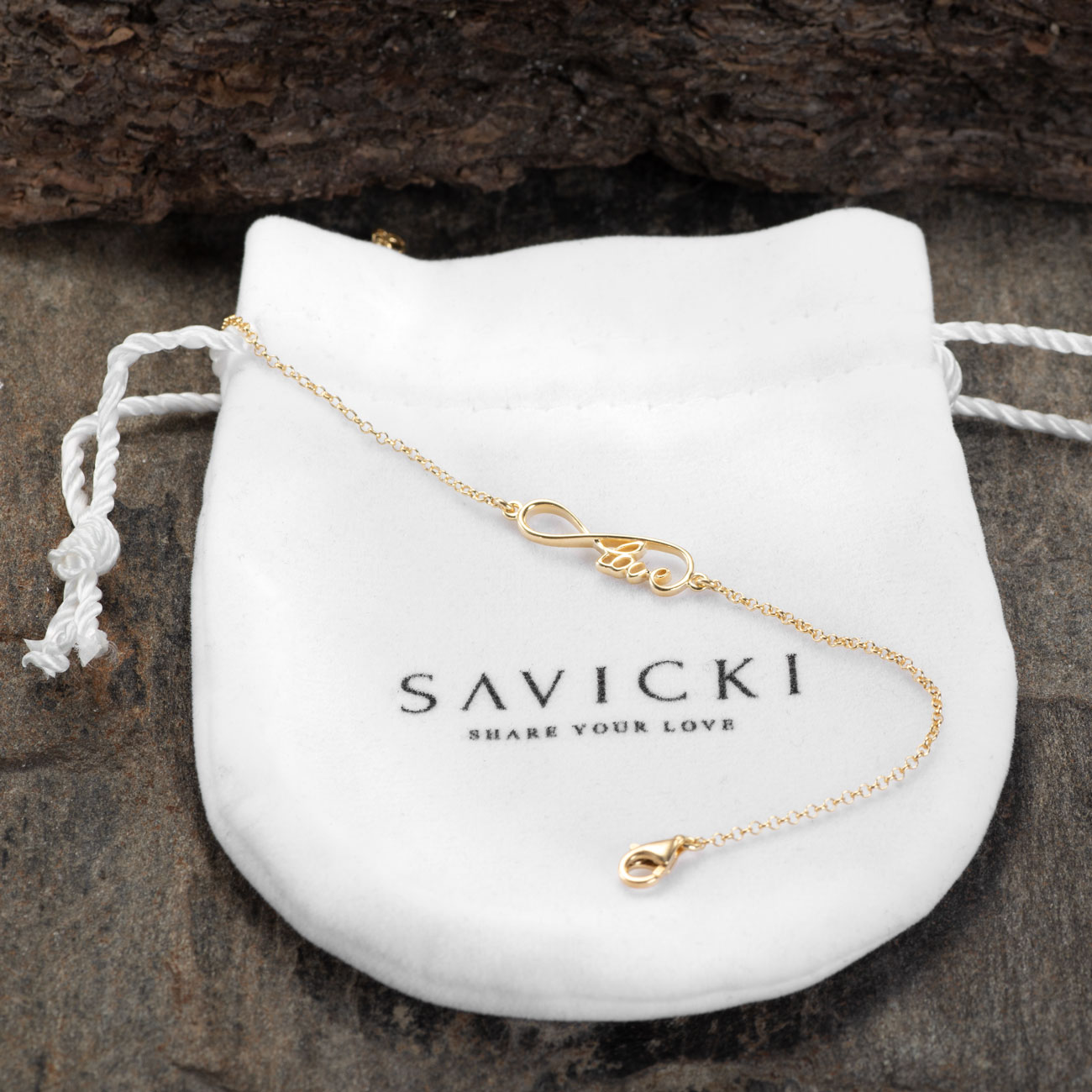 Bransoletka celebrytka nieskończoność: srebrna pozłacana