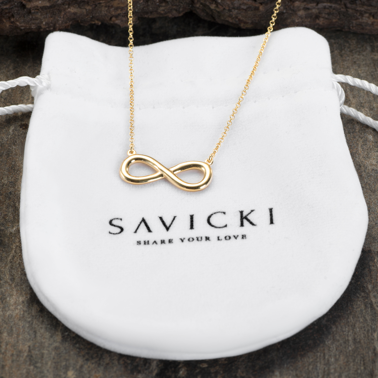 Naszyjnik celebrytka nieskończoność Savicki: srebrny pozłacany