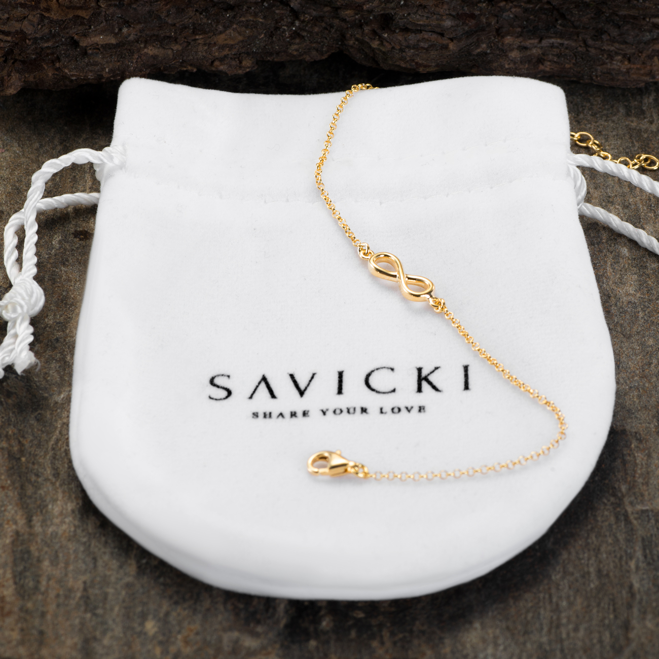 Bransoletka celebrytka nieskończoność Savicki: srebrna pozłacana - 4
