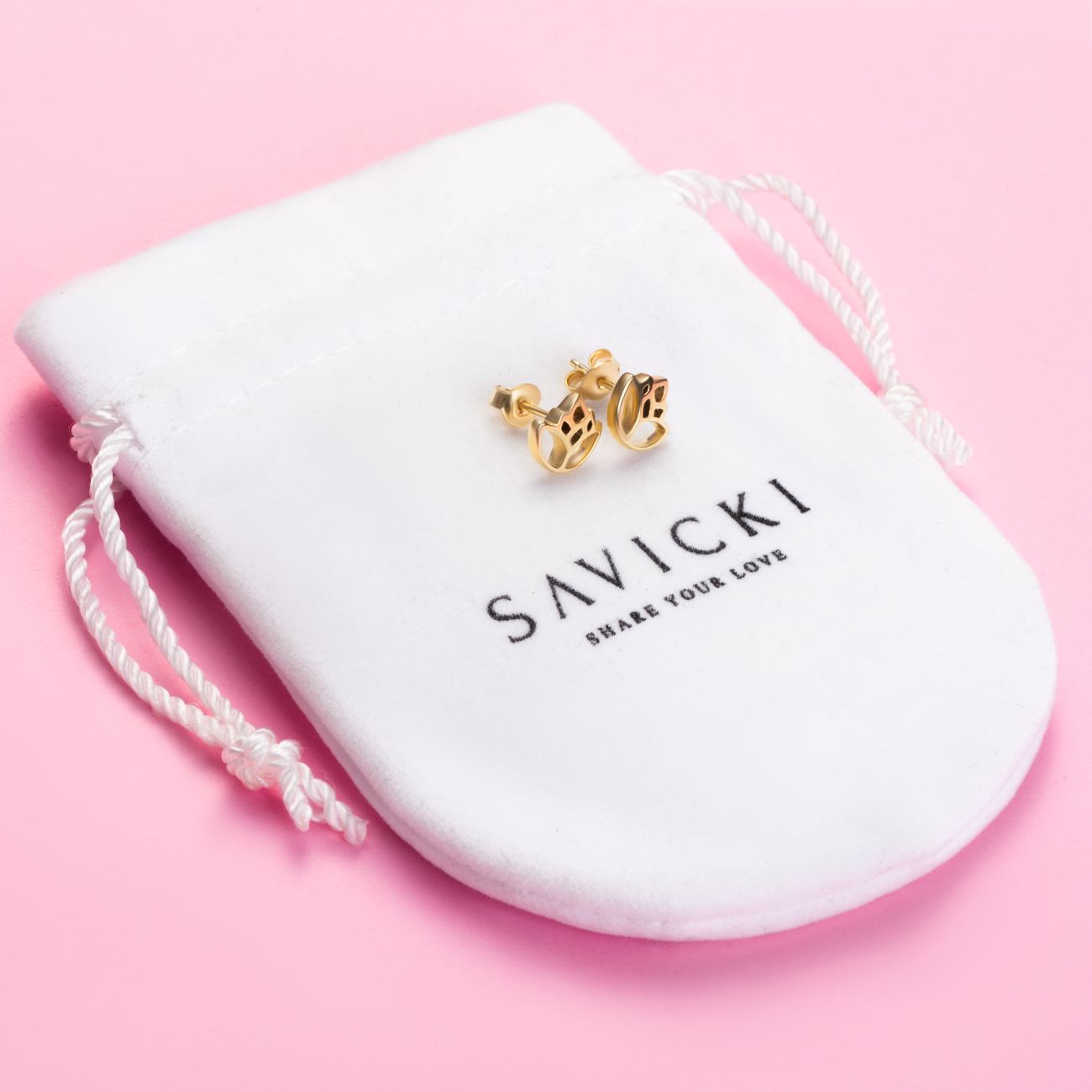 Kolczyki magnolie Savicki: srebrne pozłacane