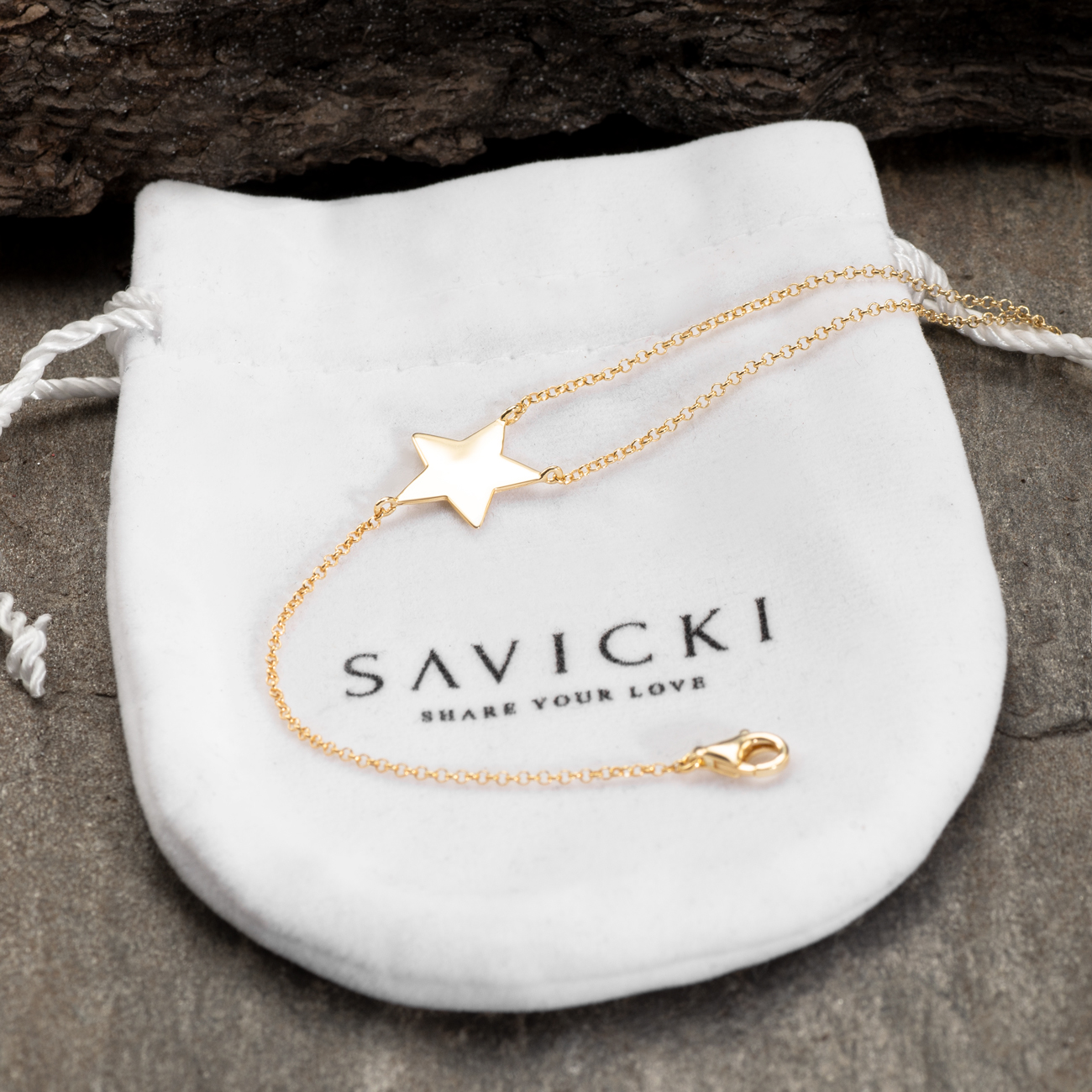 Bransoletka celebrytka gwiazdki Savicki: srebrna pozłacana - 4