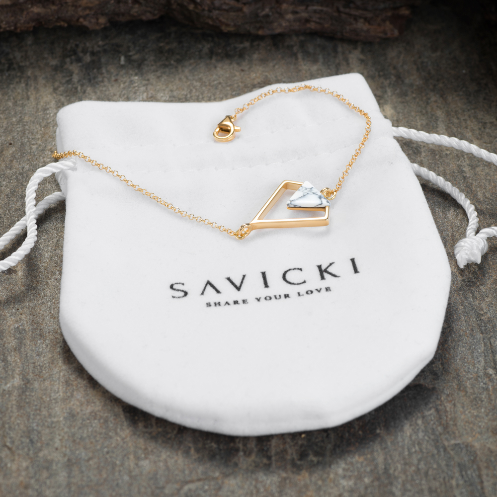 Armband Savicki: Silber Vergoldet, Howlith - 4