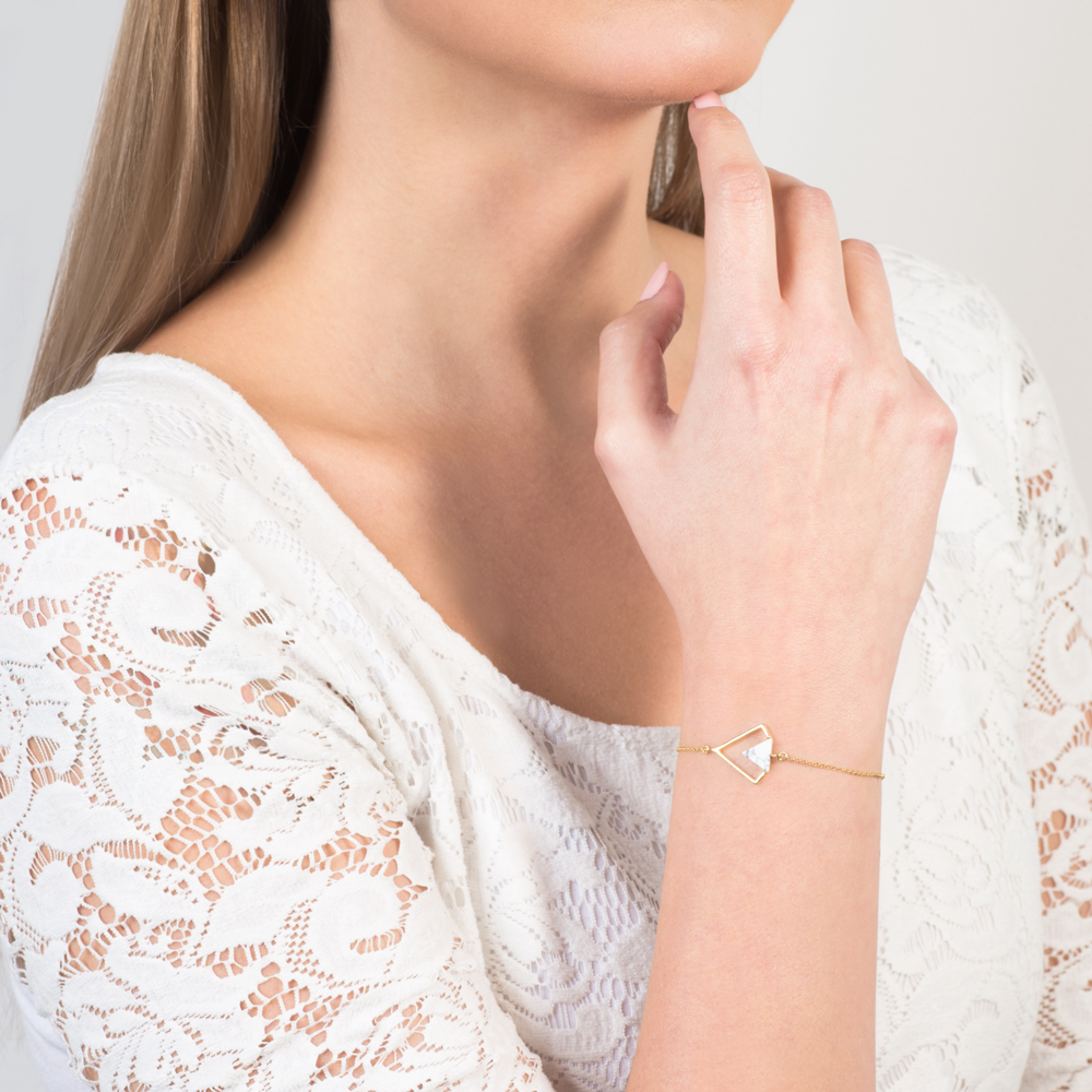 Armband Savicki: Silber Vergoldet, Howlith - 5