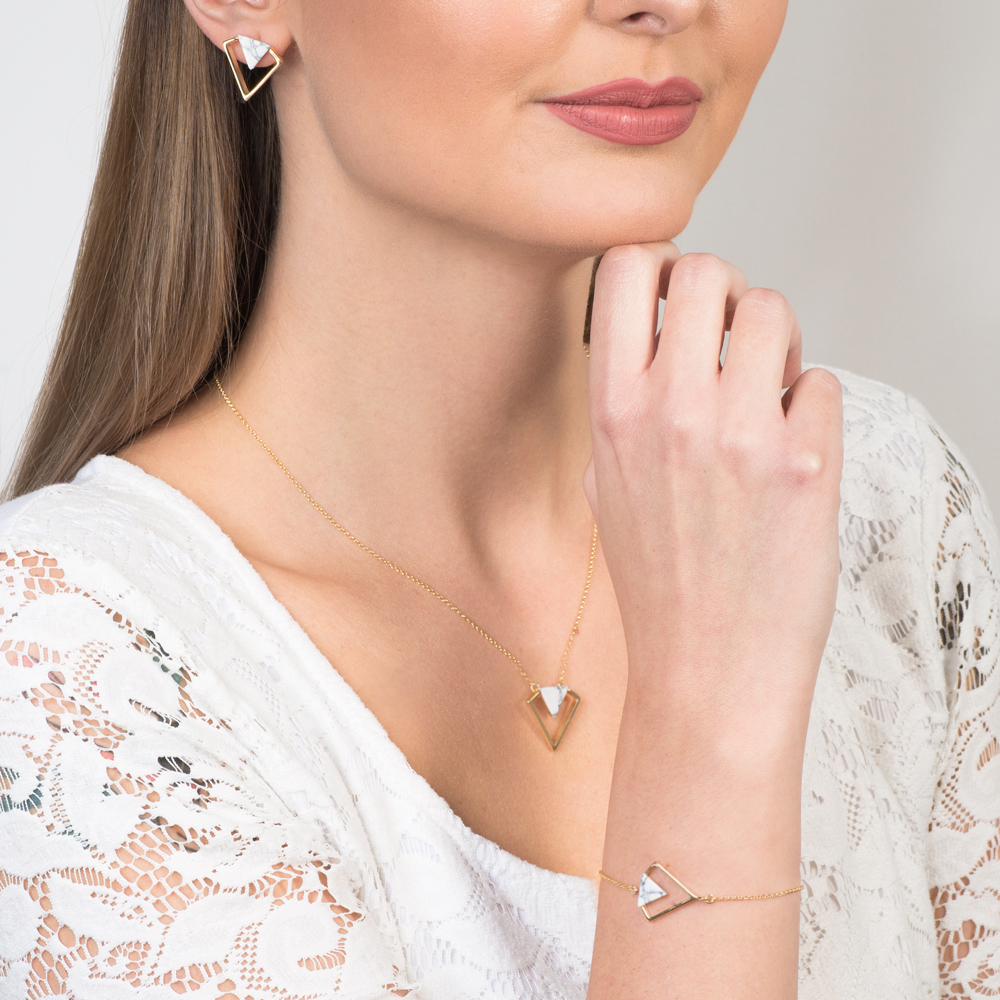 Armband Savicki: Silber Vergoldet, Howlith - 6