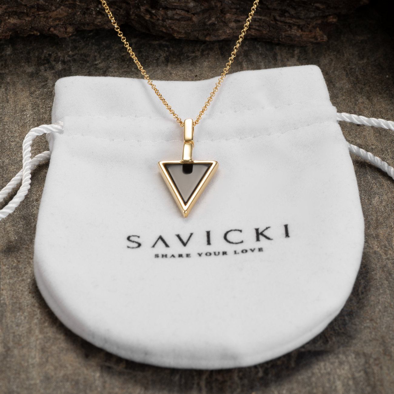 Naszyjnik Savicki: srebrny pozłacany, onyks - 4