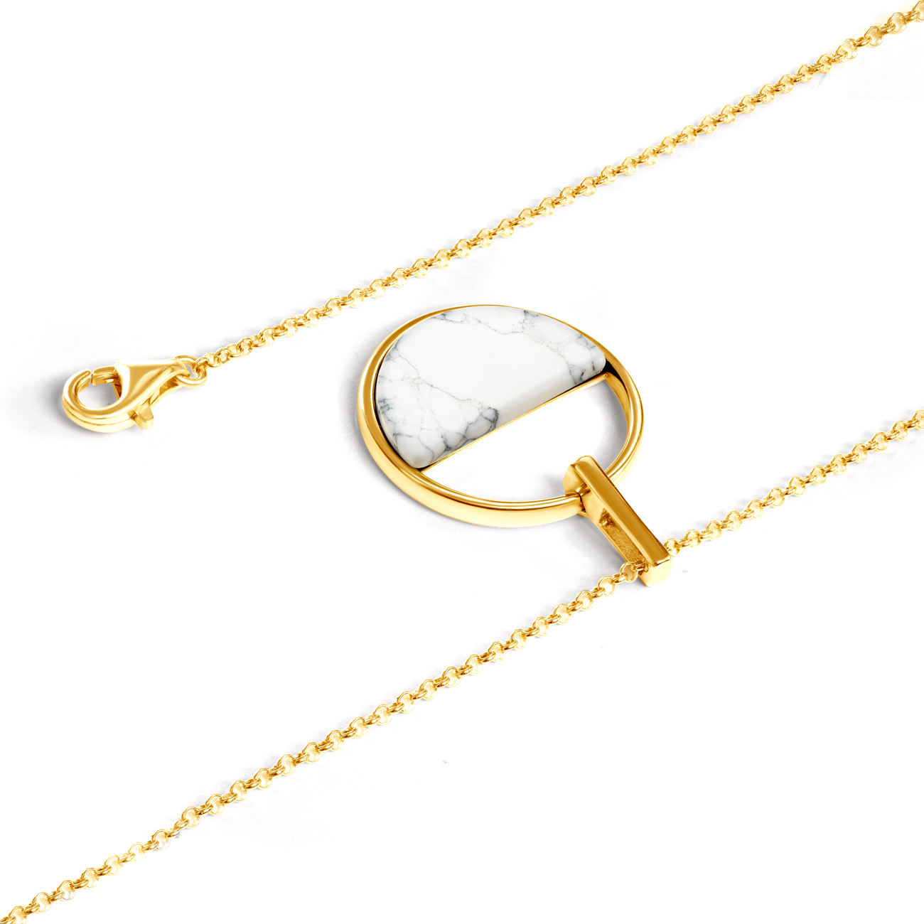 Naszyjnik Savicki: srebrny pozłacany, howlit