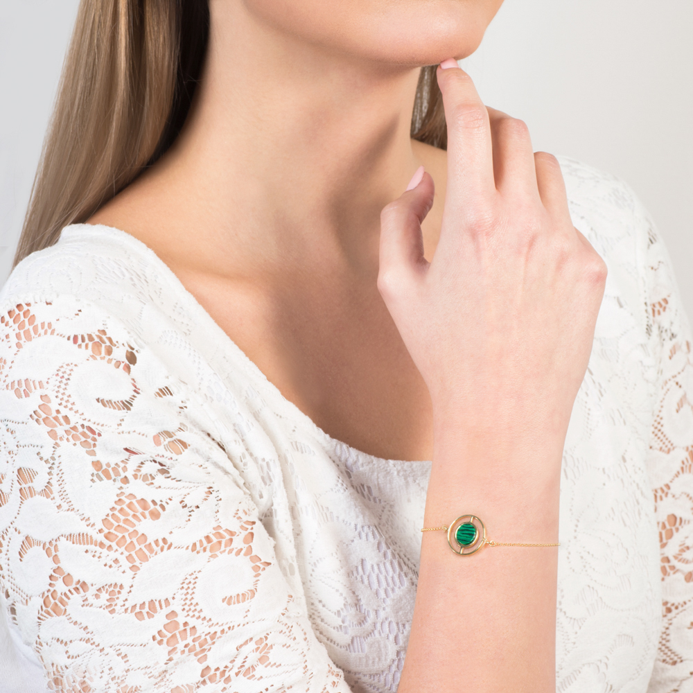 Bransoletka Savicki: srebrna pozłacana, malachit - 5