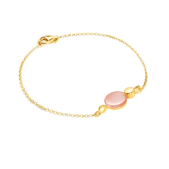 Bransoletka Savicki: srebrna pozłacana, różowe kocie oko