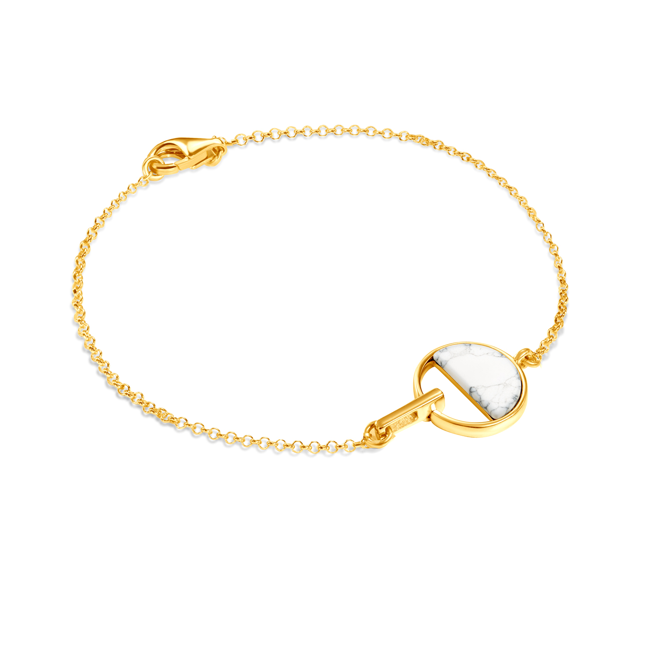 Bransoletka Savicki: srebrna pozłacana, howlit