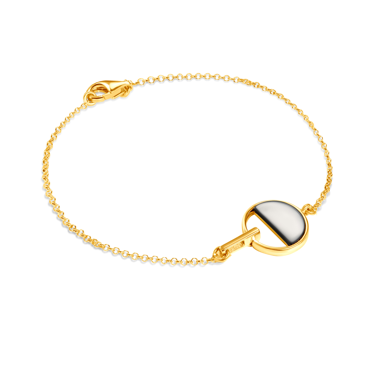 Bransoletka koło Savicki: srebrna pozłacana, onyks