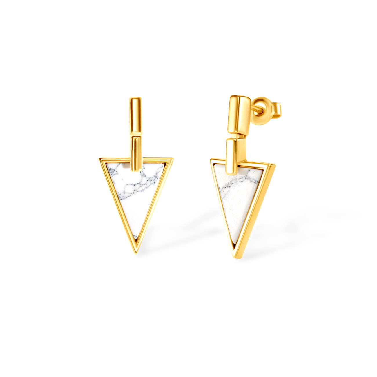 Earrings Savicki: gold-plated silver, howlite