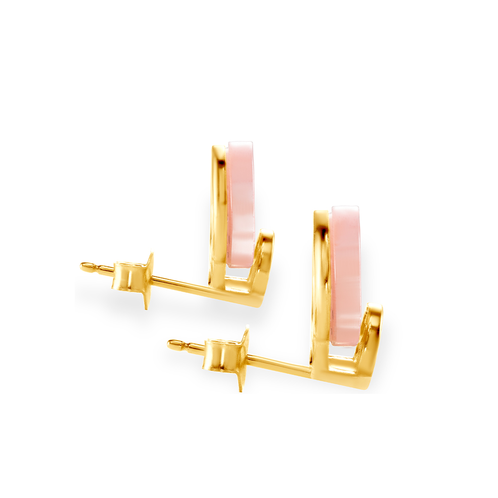 Kolczyki Savicki: srebrne pozłacane, różowe kocie oko