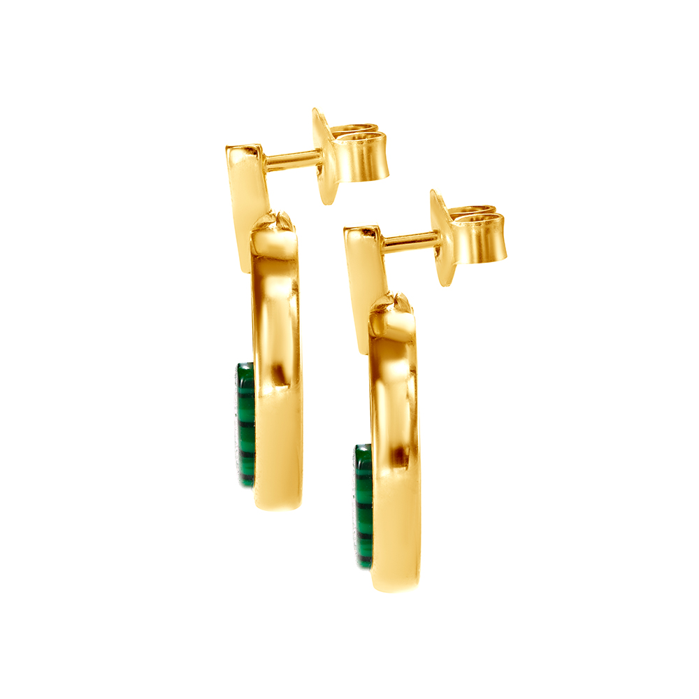 Kolczyki Savicki: srebrne pozłacane, malachity - 3