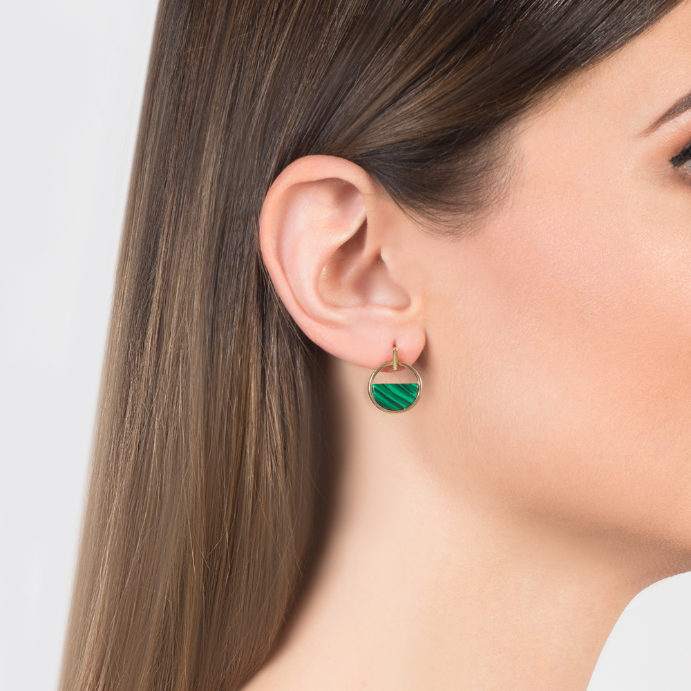 Kolczyki Savicki: srebrne pozłacane, malachity - 5