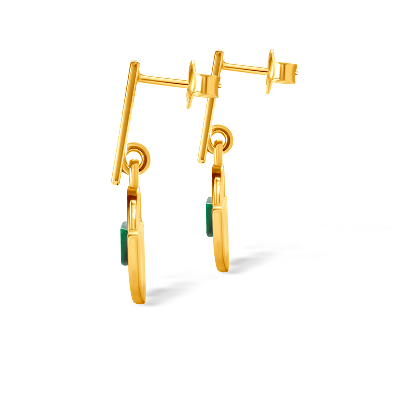 Kolczyki Savicki: srebrne pozłacane, malachity - 3