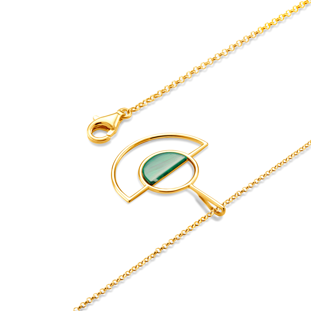 Naszyjnik Savicki: srebrny pozłacany, malachit