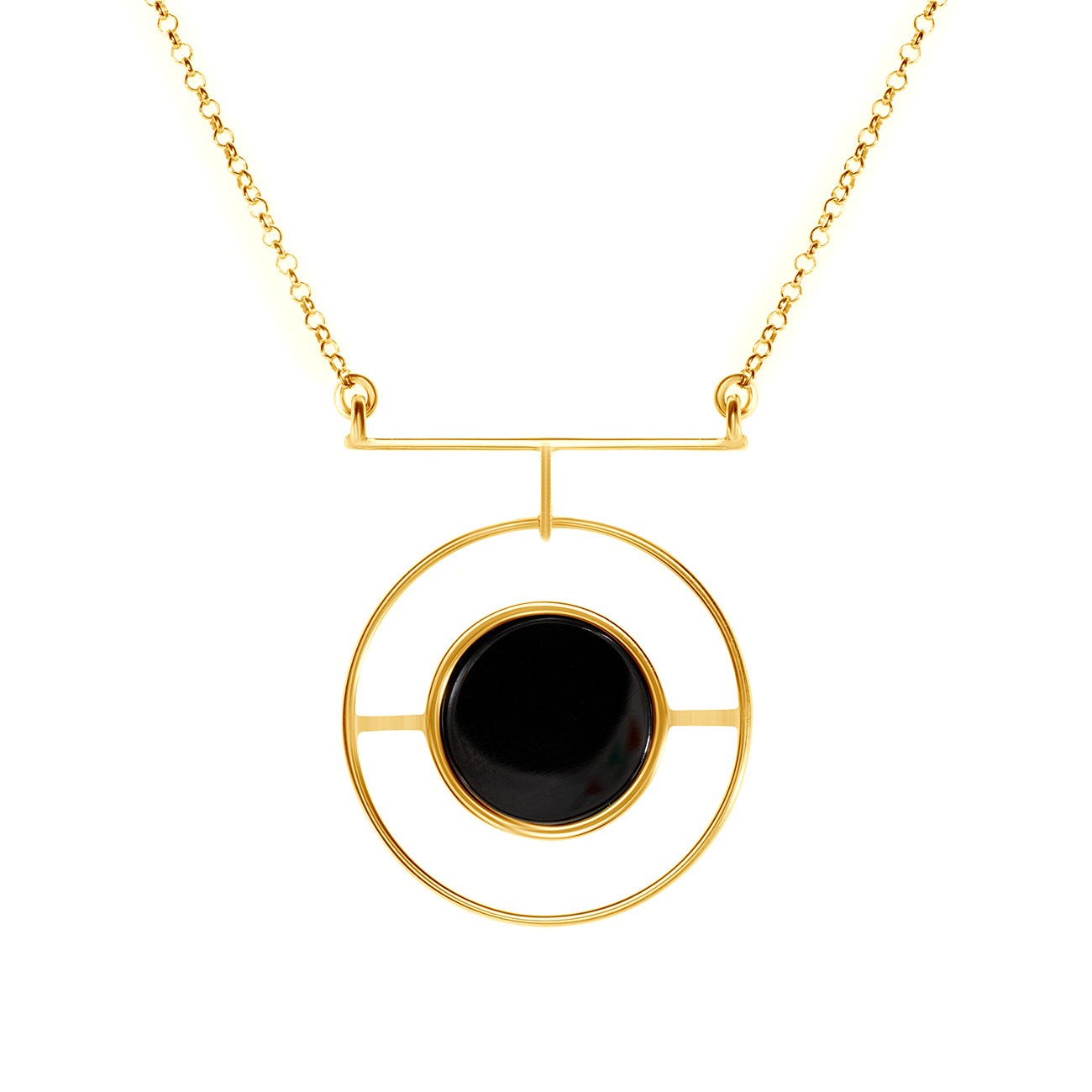 Necklace Savicki: gold-plated silver, onyx