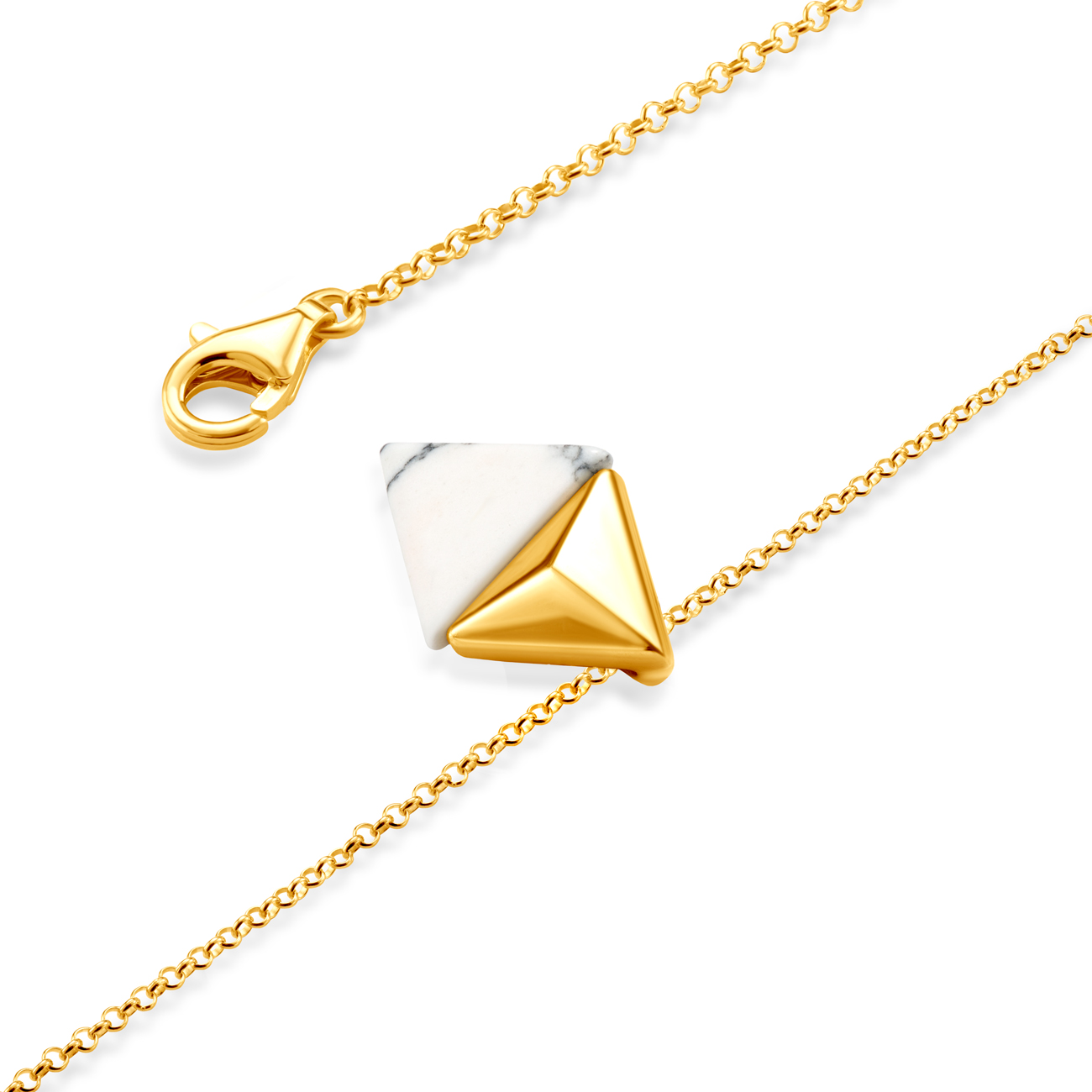 Naszyjnik SAVICKI: srebrny pozłacany, howlit